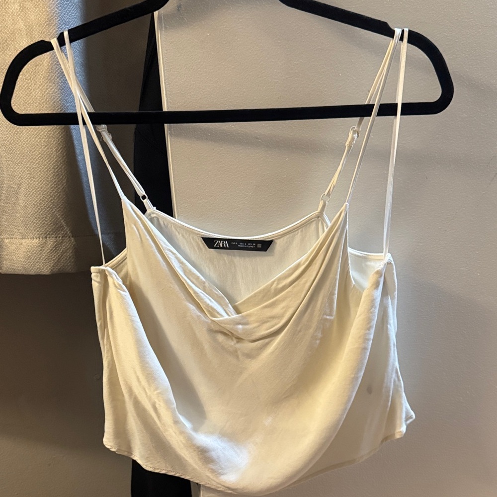 Zara Cream Satin Draped Camisole